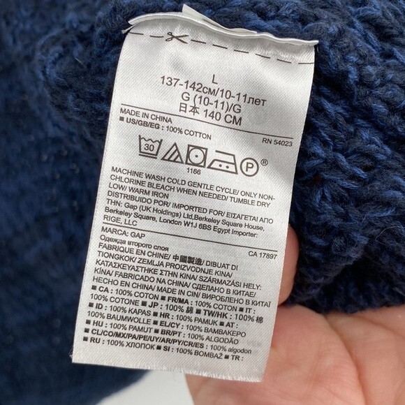 Gap Kids Open Front 3/4 Sleeve Knit Cardigan Sweater Marled Blue Black Size L 10 - Picture 5 of 7